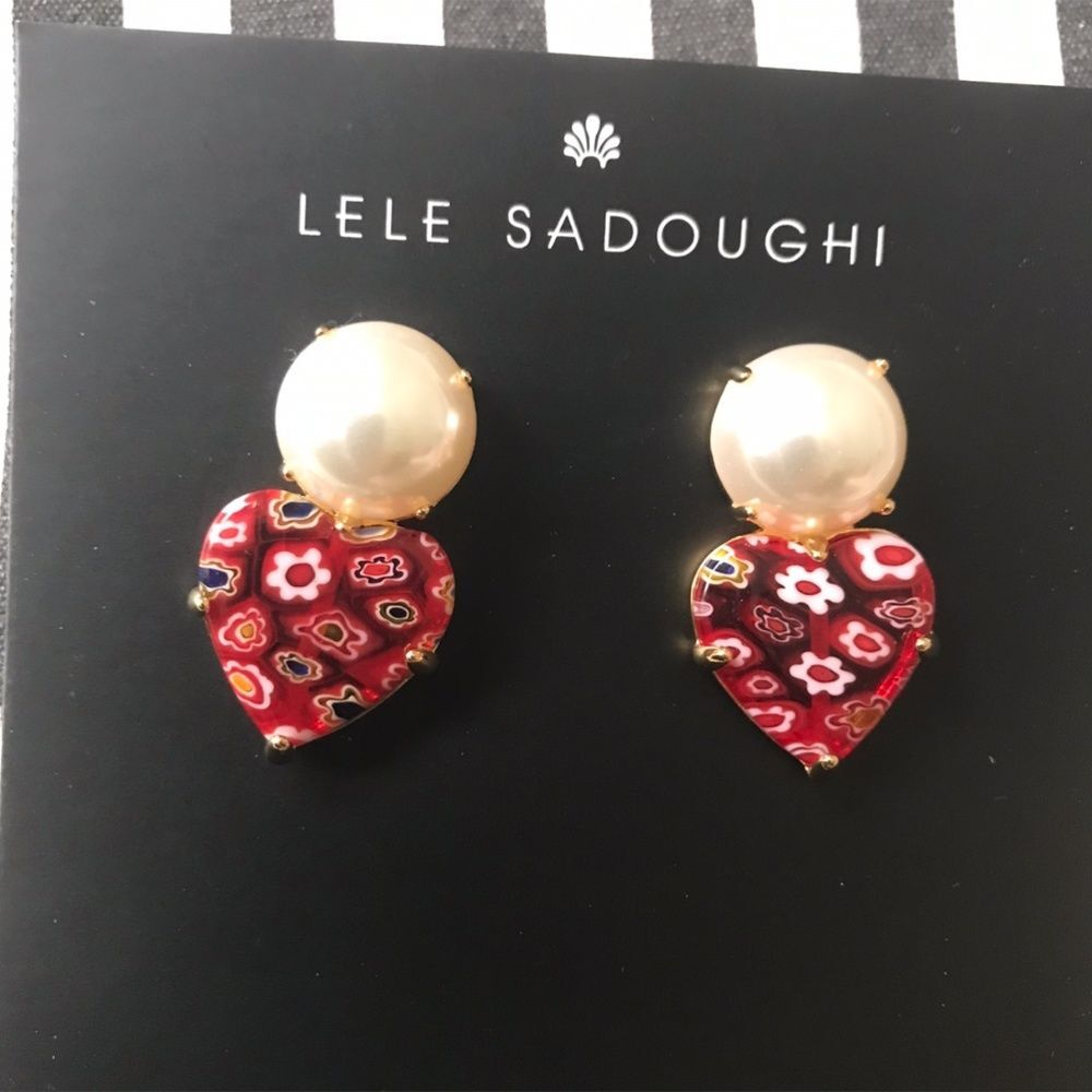 NWOT Lele Sadoughi heart dropEarrings